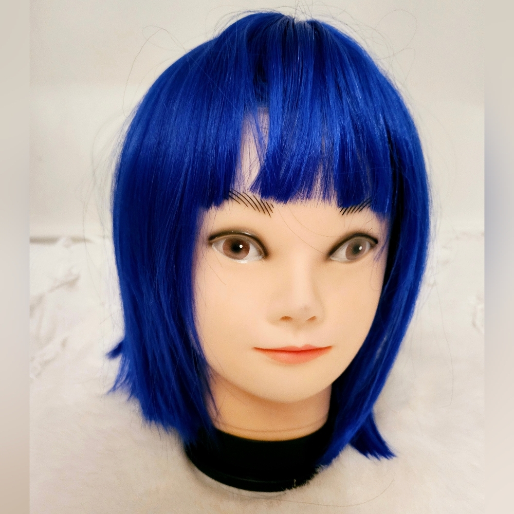 Electric Blue Synthetic Wig Bob With Bangs